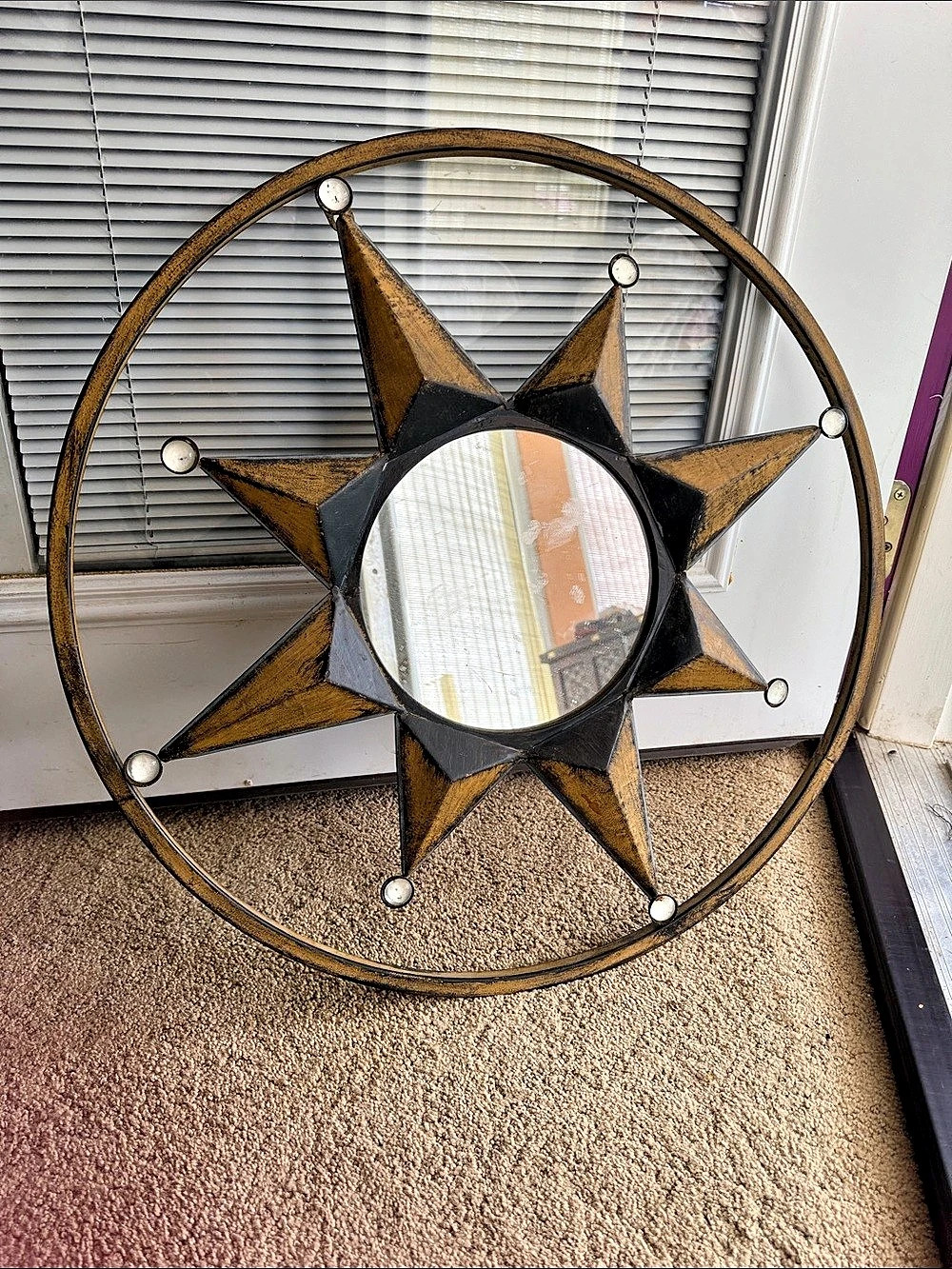 Sunburst Wall Mirror in Brown & Black